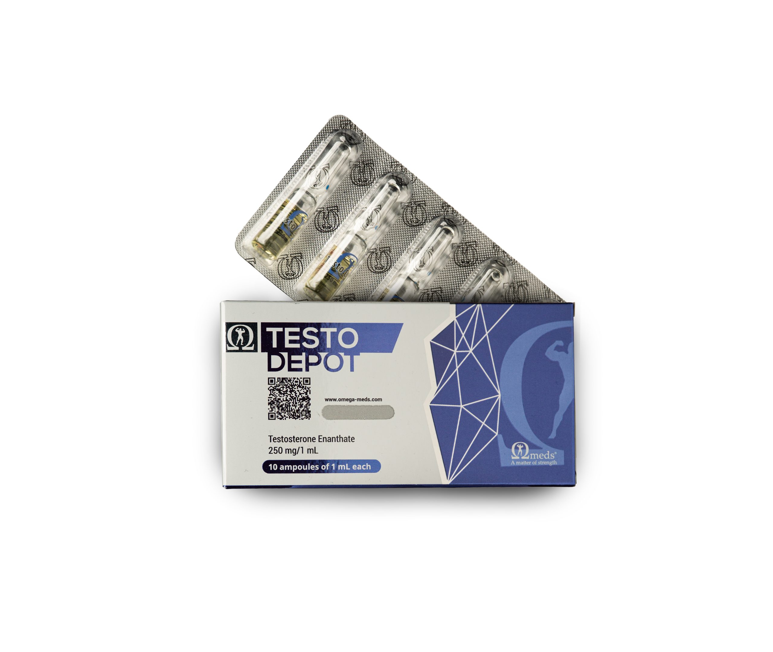 Omega Meds - TESTOSTERONE ENANTHATE 10amp. x 250mg.